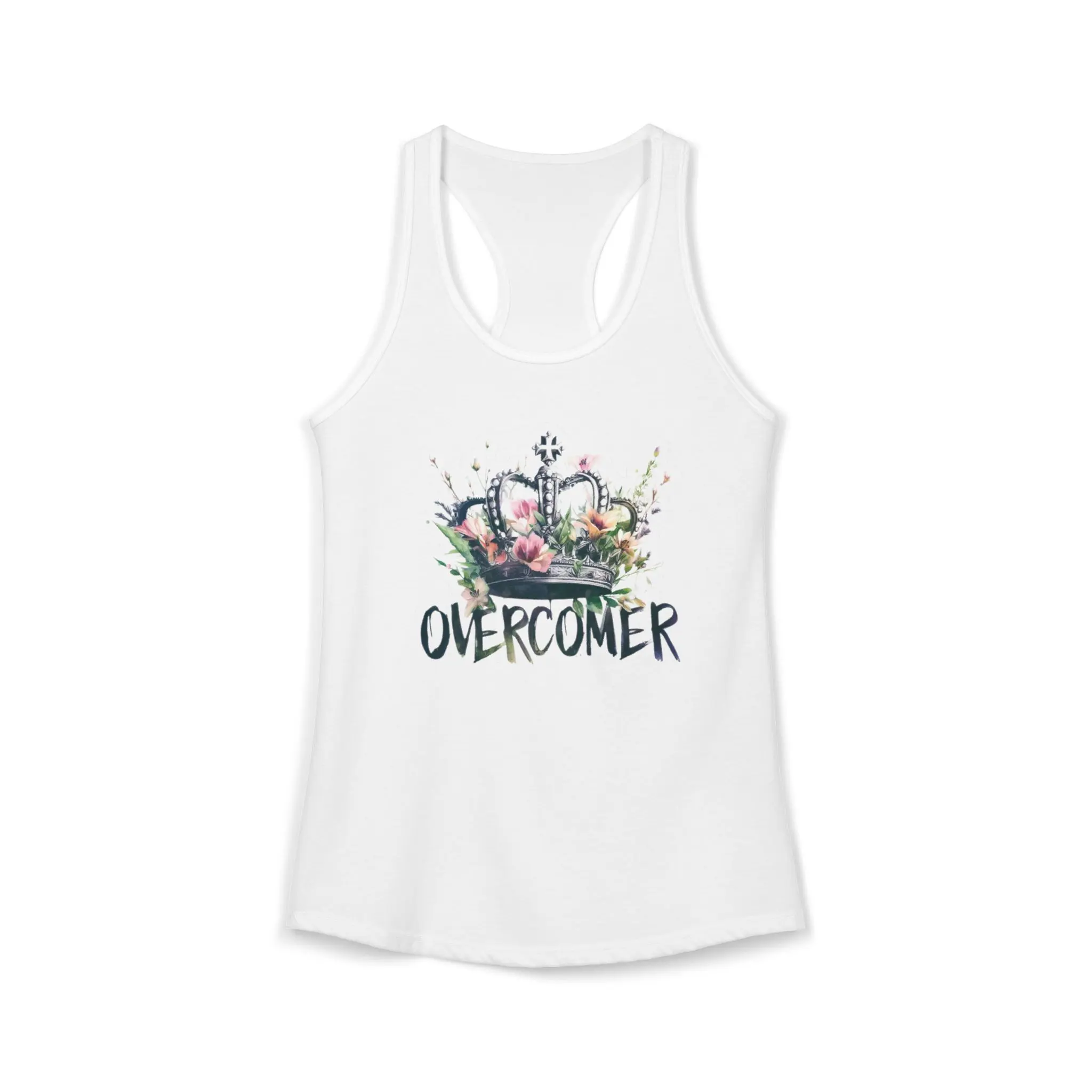 Overcomer Crown with Roses Women's Racerback Tank | Feminine Empowerment