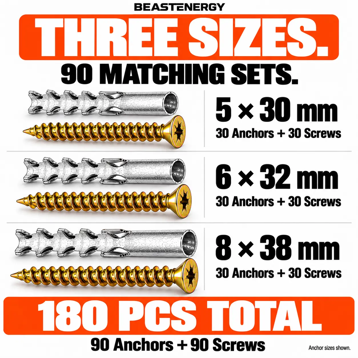 90-Piece Carbon Steel Rivet Nut Kit with Installation Tool, M3-M8 Sets (20 Each Size), Threaded Fasteners for Cycling, Automotive Repair Projects