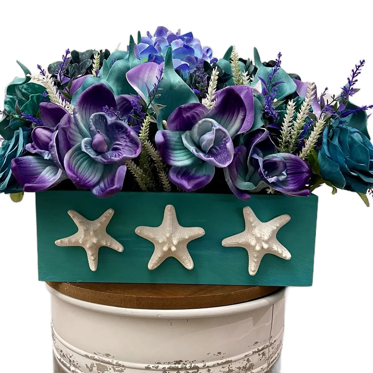 Mermaid Garden Artificial Flower Arrangement Decor Decorative Plants Wooden Nature Beach Mermaid Ocean Centerpiece Home Decor Homemade
