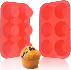 Large Muffin Pan 2 Pack,6 Cup Large  Cupcake Pan,Non-Stick  Muffin Pans, Grade Cupcake Molds, for Egg Muffin,Big Cupcake