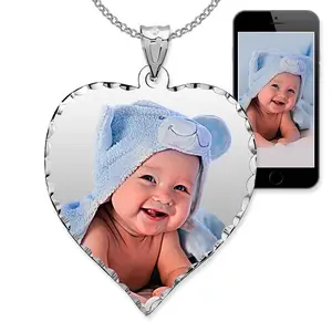 Heart photo pendant /charm with diamond cut edge