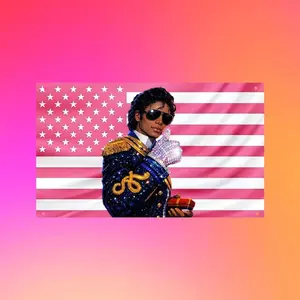 Michael Jackson Flag, MJ Tapestry, King of Pop Flag, Pink US Flag, Michael Jackson Decor, Music Legend Wall Tapestry