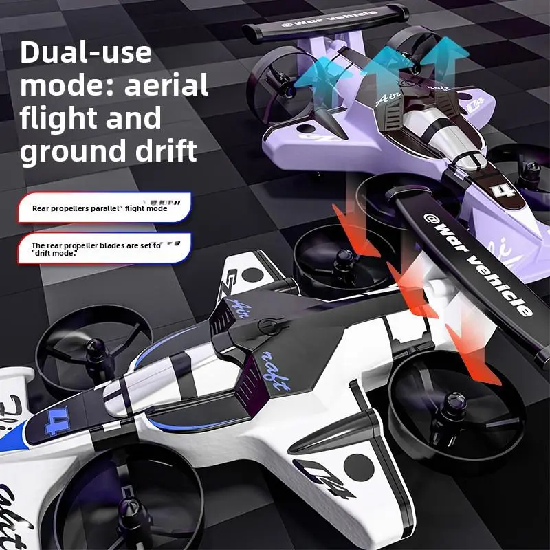 New Dual-Mode Crash-Resistant Foam Body Remote Control Drone Toy with Batteries, Lights, Rechargeable Land-Air Racing Drone (D09)