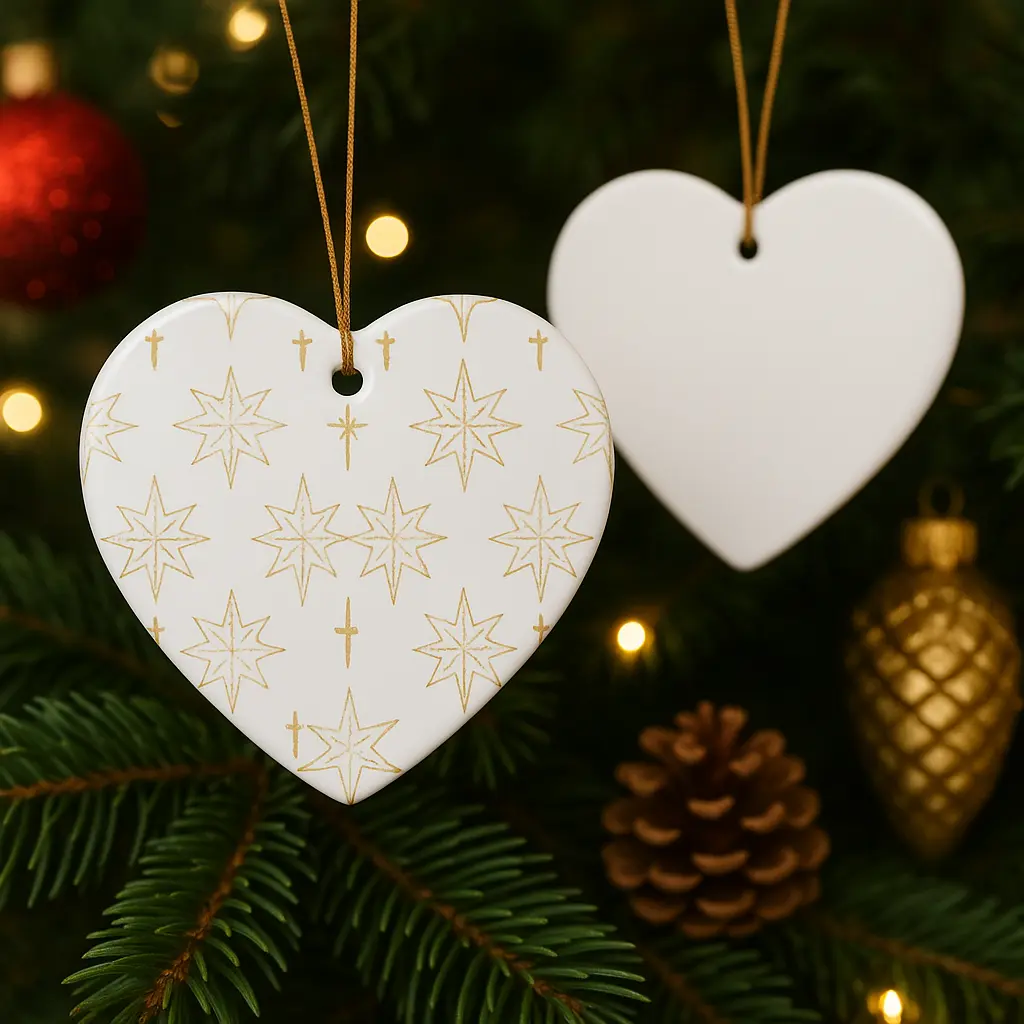 Celestial Gold Christmas Ornaments – Elegant Ceramic Star Pattern Set, White & Gold Minimalist Holiday Decor, Timeless Keepsake for Luxury Homes ✨🎄
