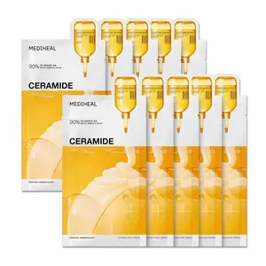 Mediheal Ceramide Essential Mask Pack of 10 - 4X Ceramide + Moisture Barrier Repair - Clinically Formulated with NP AP EOP NS for Intensive Hydration - Vegan & Bamboo-Derived Biodegradable Sheet - U.S. K-Beauty Wholesale