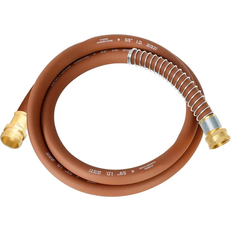 Short Leader Garden Hose 5/8" x 6ft, No Kink Lightweight Water Hose, Hybrid Rubber, Heavy Duty, 650 Burst PSI, Male to Female Fittings