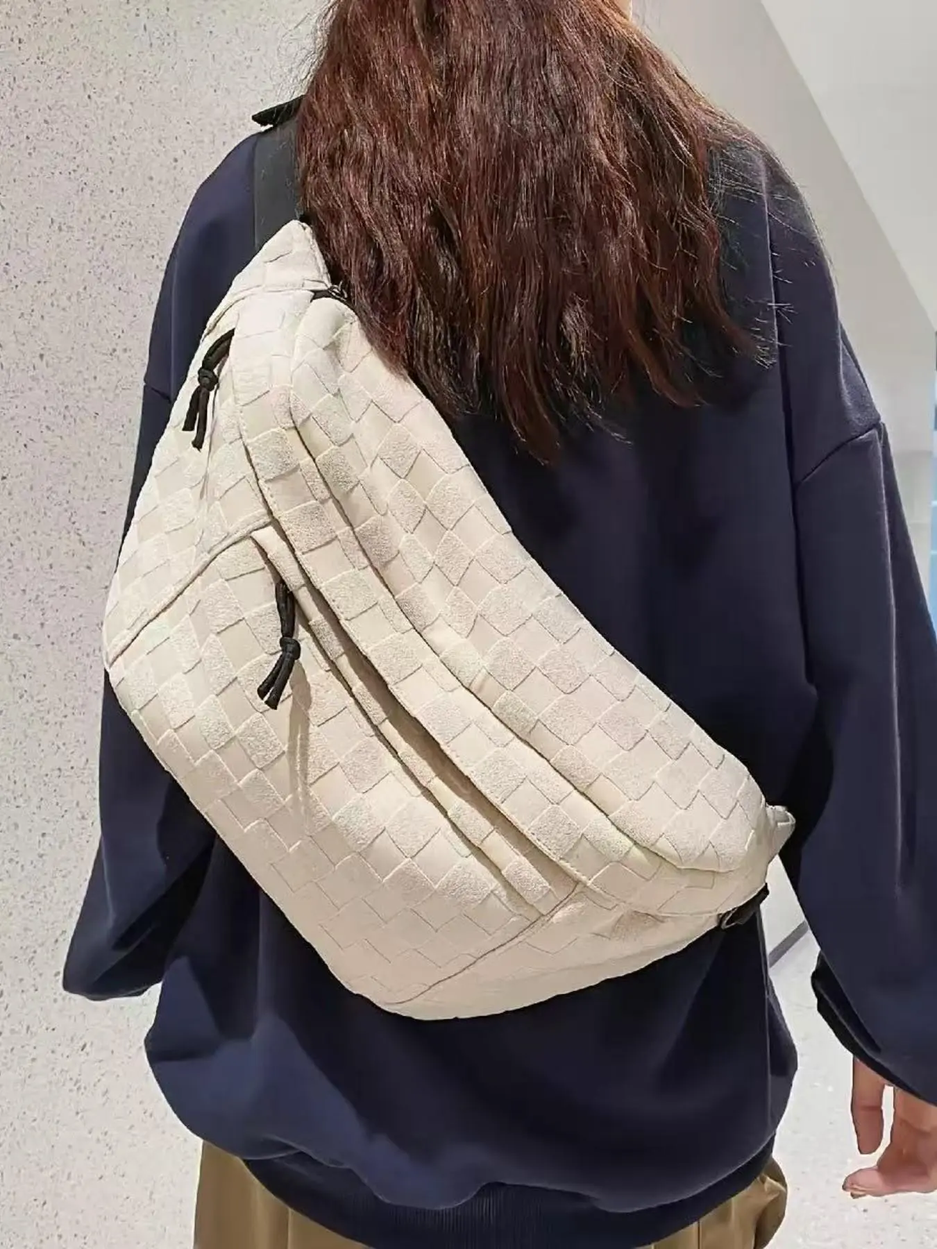 2026 New Multifunctional Chest Bag, Unisex Crossbody Bag, Japanese Fashion Style, Waist Pack, Zipper Checkered Fanny Pack, Shoulder Bag, Practical Multi-Use Backpack