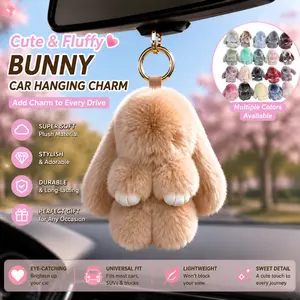 Real Lifelike Plush Rabbit Keychain Pendant Authentic Soft Fur Bunny Ornament for Backpack Bag Decoration Cute Fluffy Charm