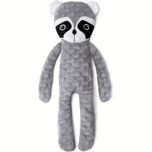 No Stuffing Dog Toys Squeaky For Large Dogs 1 Pack, Crinkle Puppy Teething Toys To Keep Them Busy, Plush Interactive Dog Toys, Long Lasting Dog Chews For Aggressive Chewers, Dog Toys For Boredom，Raccoon