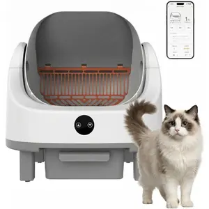 Self Cleaning Litter Box,Automatic Cat Litter Box, Open-Top Robot with APP Control & Real-Time Monitor, Odor Control for Multiple Cats, 96l Capacity, Infrared Safety Sensor - Gray