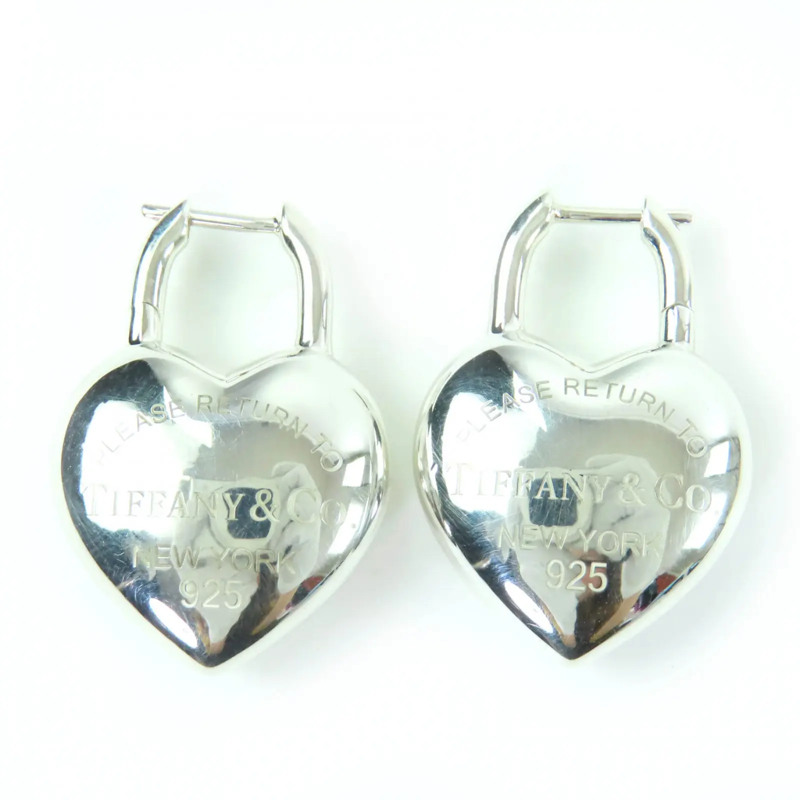 Pre-owned Tiffany & Co. Sterling Silver 925 (Ag925) Small Leather Goods Tiffany&Co. Full Heart AG925 Earrings