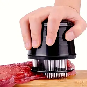 56-Pin Stainless Steel Meat Tenderizer - Heavy Duty Black Plastic Handle, Suitable Steak, Beef, Fish, and Poultry - Breaks Down Muscle Fibers, Enhances Flavor and Texture, Easy-to-Grip Kitchen, Modern Kitchenware, Durable Kitchen Supplies