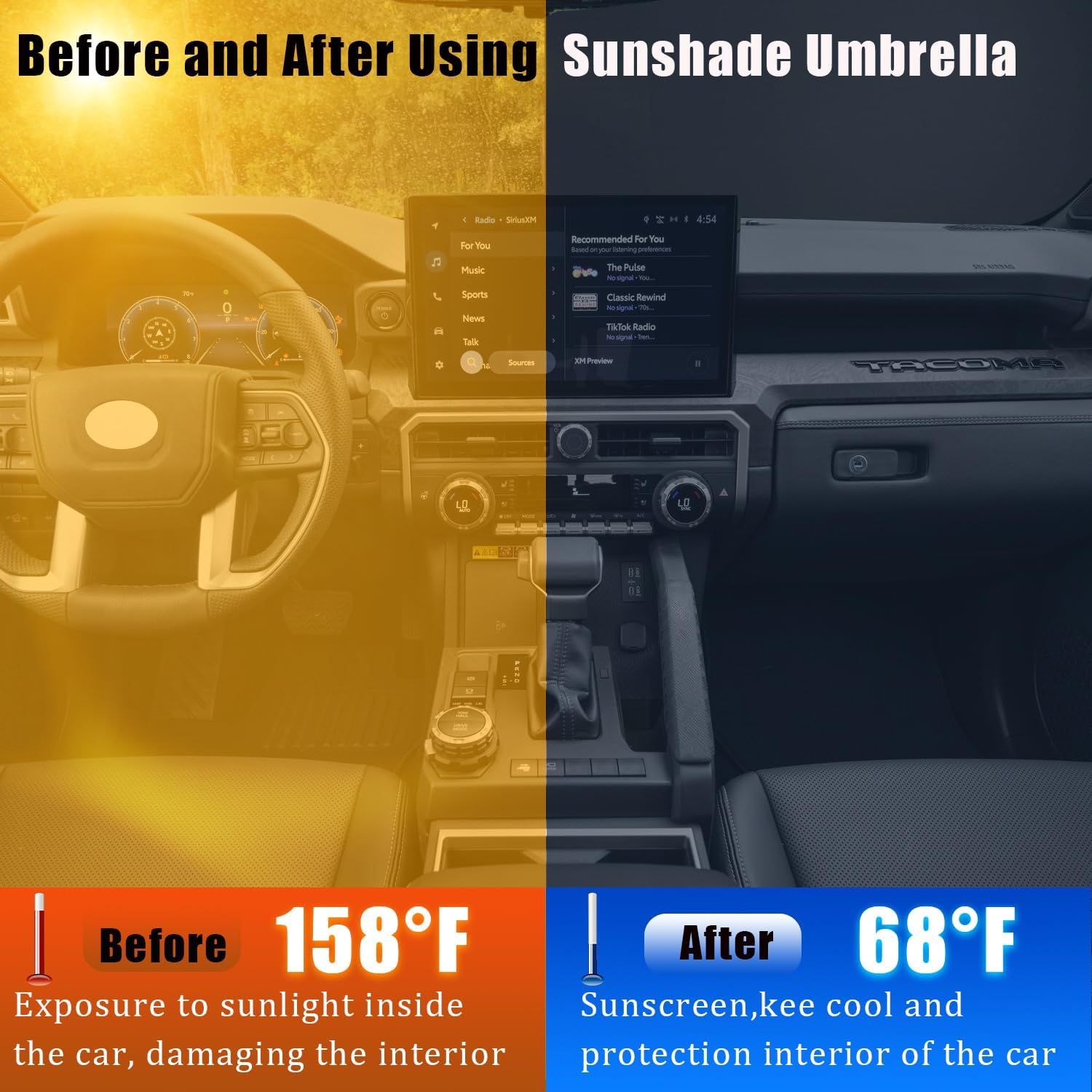 [Summervibes] 2026 Upgraded Car Windshield Sun Shade Umbrella with Pull Cord, Foldable Car Umbrella Sunshade with UV Block Car Front Window, Ten Strand Convex Umbrella Frame Retractable Sunscreen for Most Cars/SUV