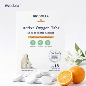 Biodolla Active Oxygen Cleaning Tabs - No Scrub Shoe & Fabric Stain Remover, Whitening & Deodorizing (18 Tabs)