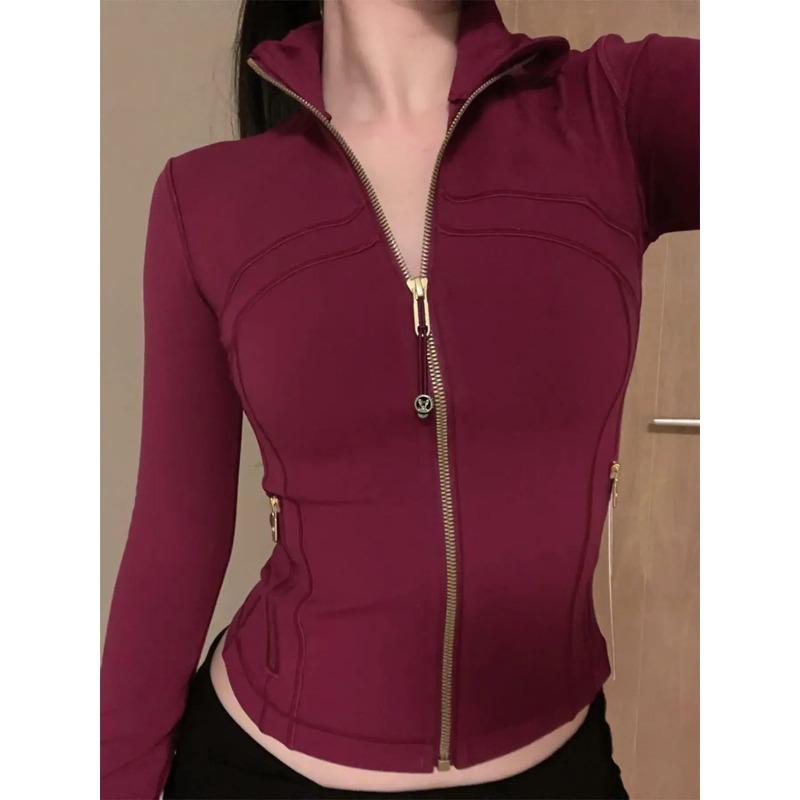 Define breathable Zip Up Yoga Jacket for Women Snatched Slim Fit Workout Top Figure Enhancing Gym Aesthetic Clothing