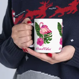Flamingo Tropical Leaves BeachVibes Mug