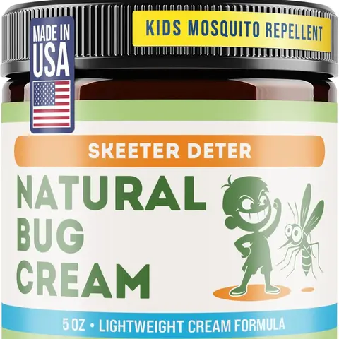 Skeeter Deter Natural Bug Cream - Lightweight Hydrating Soothing Topical Moisturizer for Arms Legs Feet, Non-Toxic, Grapeseed Oil & Shea Butter, No-Spray 150g, Gentle Relief for Kids & Youth (24 months)