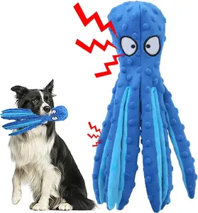 Four angels-Dog Squeaky Toys Octopus - No Stuffing Crinkle Plush Toys for Puppy Teething, Durable Interactive Chew Toys for Small, Medium and Large Dogs Training and Reduce Boredom-MRWJ pet