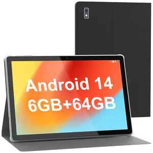 2025 10.1 Inch Andriod 14 Tablet with Quad-Core,64GB, HDScreen,5000mAh, WiFi, Bluetooth 5.0, With Case, GooglePlay Store Gray tablet Android Pad