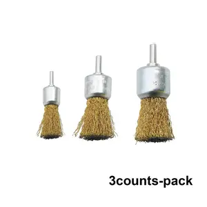 Wire Brush Wheel Cup Brush Set, Wire Brush for Drill 1/4 Inch Shank, Coarse Brass color Coated Crimped Wire Brushes for Cleaning Rust, Flakes and Abrasives Drill Attachment, Abrasive Removal