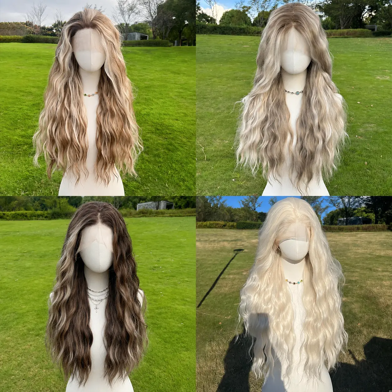 SMILCO 26Inch 13×4 Lace Front Highlight Brown&Blonde Synthetic Hair SM9208 Glueless Frontal Wig Futura Fibers Tangle-Free Frizz-Free Adjustable Straps High-Temperature Resistant Wig Cap Included