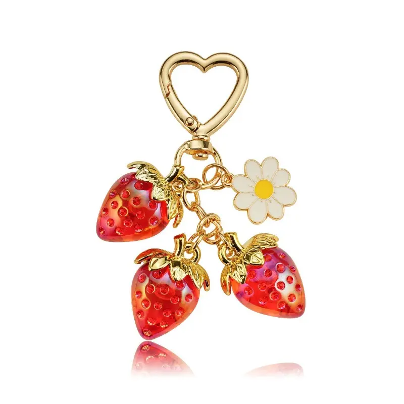 Cute Strawberry Design Sparkly Bag Charm, Stylish Playful Charm, Fashionable Bag Keychain for Women & Girls, Trendy All-match & Exquisite Bag Charm for Birthday Gift, Purse Accessories Smartphone