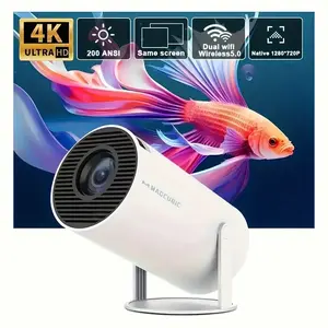 HY300 Mini Projector 4K Android 11.01080P 720 P 200ANSI Portable Wireless Home Outdoor Cinema 180° Projection Angle Adjustable