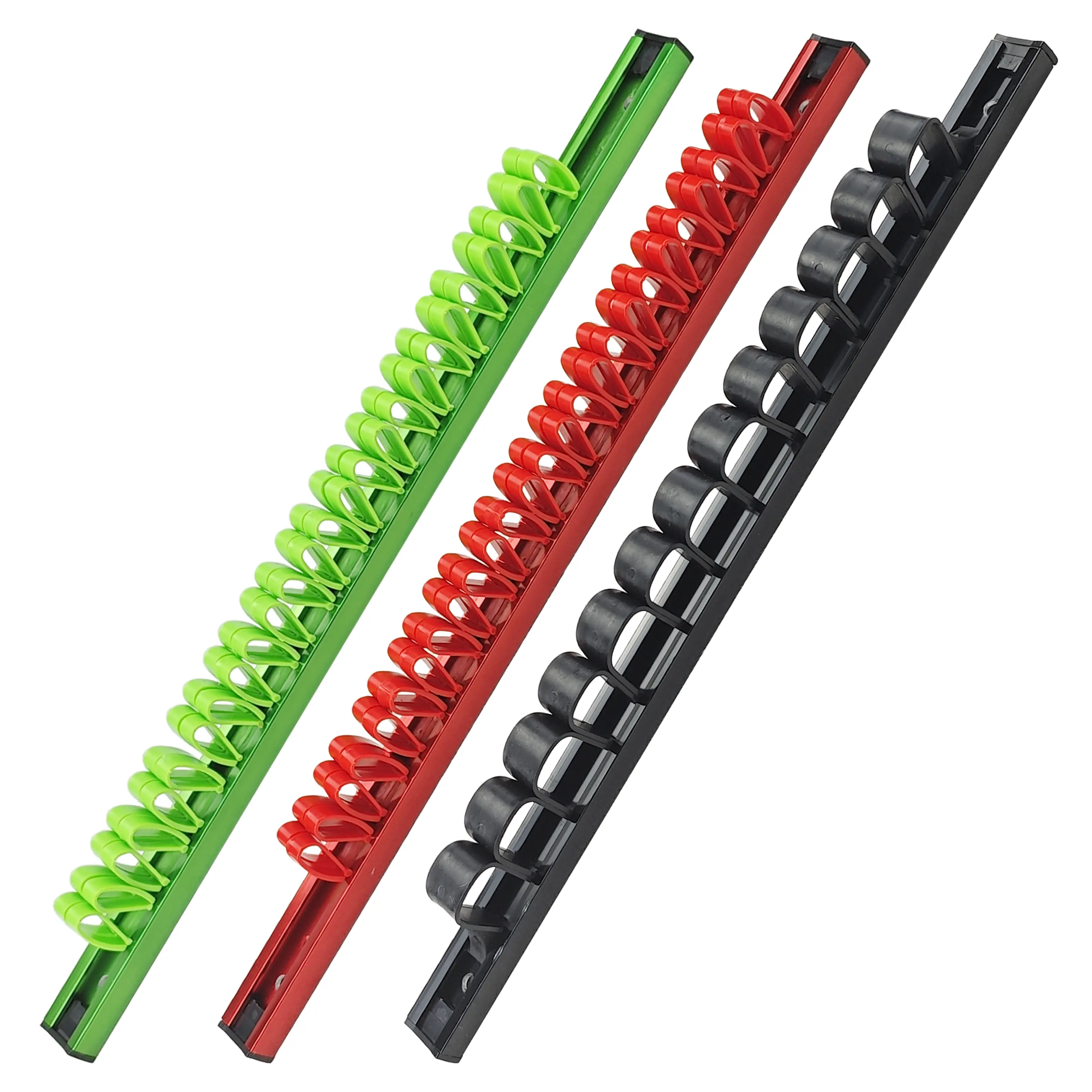 Wall-Mount Tool Organizer, 3-Piece Screwdriver & Wrench Set - Durable Plastic Rail with Strong Clips, Flexible Slot Design, Space-Saver for Tool Storage
