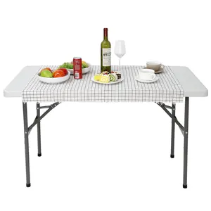 Segawe 4FT Folding Picnic Table Portable Outdoor Indoor Plastic Dining Party Table