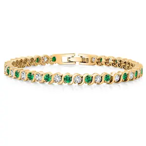 Classic 18K Yellow Gold Plated Tennis Bracelet Gem Stone King