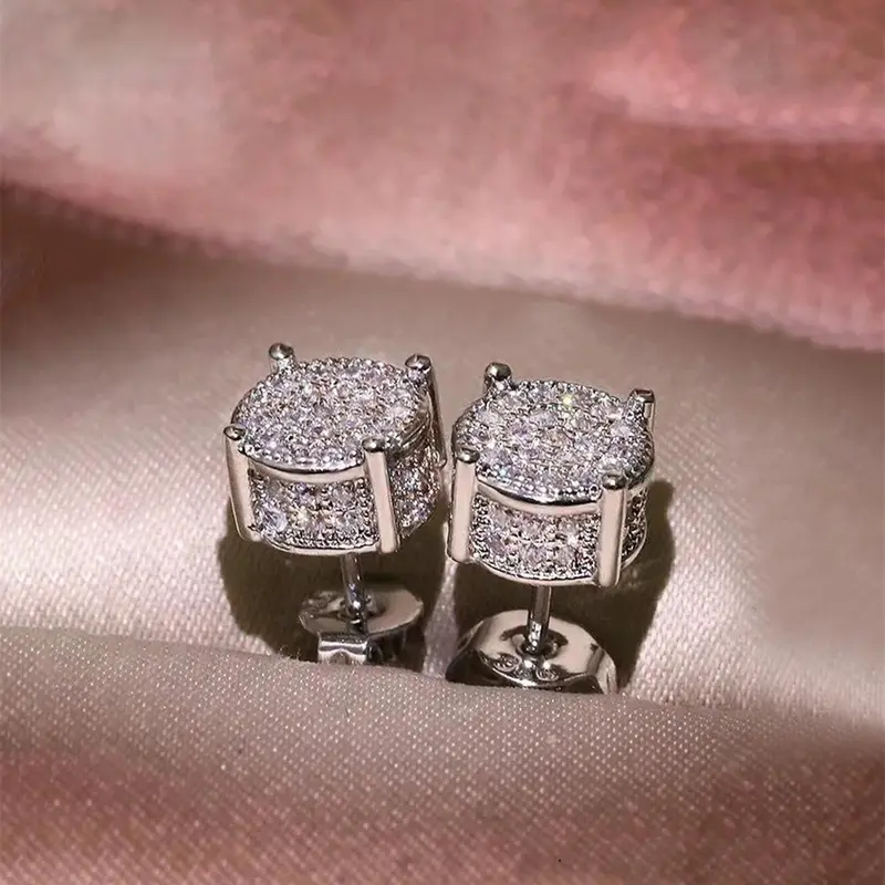Rhinestone Decorated Stud Earrings, Women's Anniversary Wedding Jewelry Gift, Elegant Light Luxury Accessory