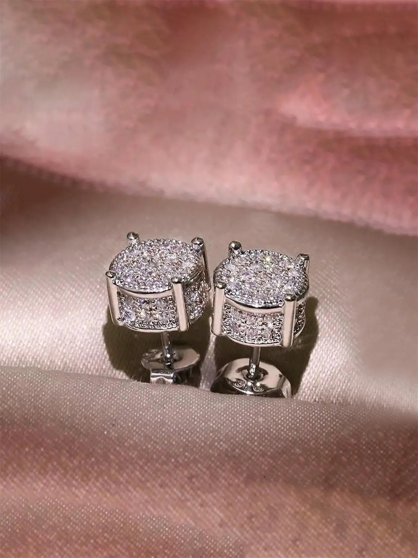 Rhinestone Decorated Stud Earrings, Women's Anniversary Wedding Fashion Jewelry Gift, Elegant Light Luxury Accessory