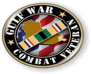 Gulf War Combat Veteran 3D Domed CAR Emblem Badge Sticker Round