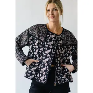 The Loveridge Quilted Jacket in Black Floral