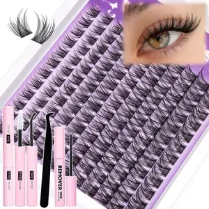 Natural Lash Clusters Kit Wispy Eyelash Clusters CC Curl Cluster Eyelash Extensions 132 pcs Individual Lash Extensions DIY Lash Extension Kit with Lash Bond and Seal and Remover Lash Kit by