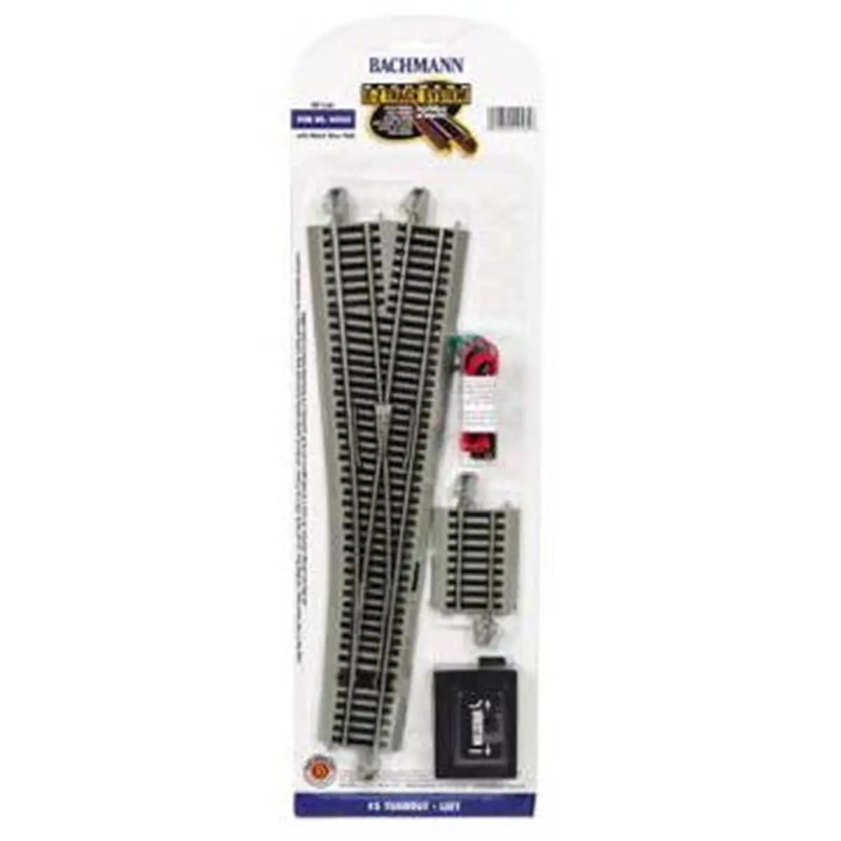 Bachmann Williams HO Model Railroad 5-Turnout Left Switch - 1-Card, Nickel Silver Construction, Gray Roadbed, Smoother Transitions, Longer Wheel Base Compatibility