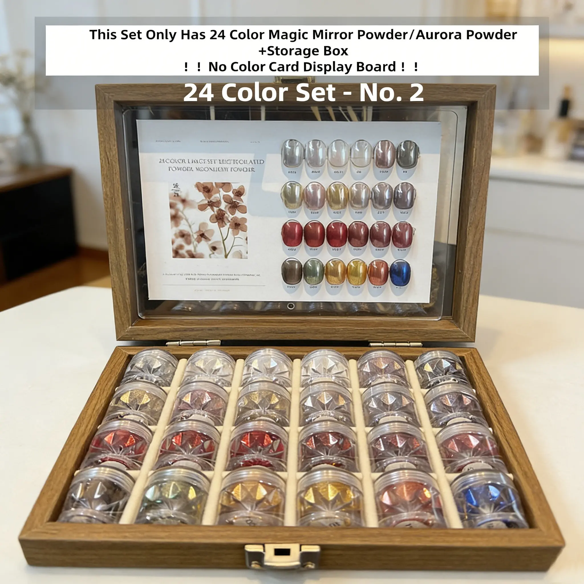 24 Color High-End Magic Mirror Nail Powder, Ultra-Bright DIY Nail Art & Accessories, Nail Art Design, Party Nails, Gemstone Nail Powder with Storage Box, Nail Decoration Supplies