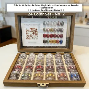 24 Color High-End Magic Mirror Nail Powder, Ultra-Bright DIY Nail Art & Accessories, Party Nails, Gemstone Nail Powder with Storage Box