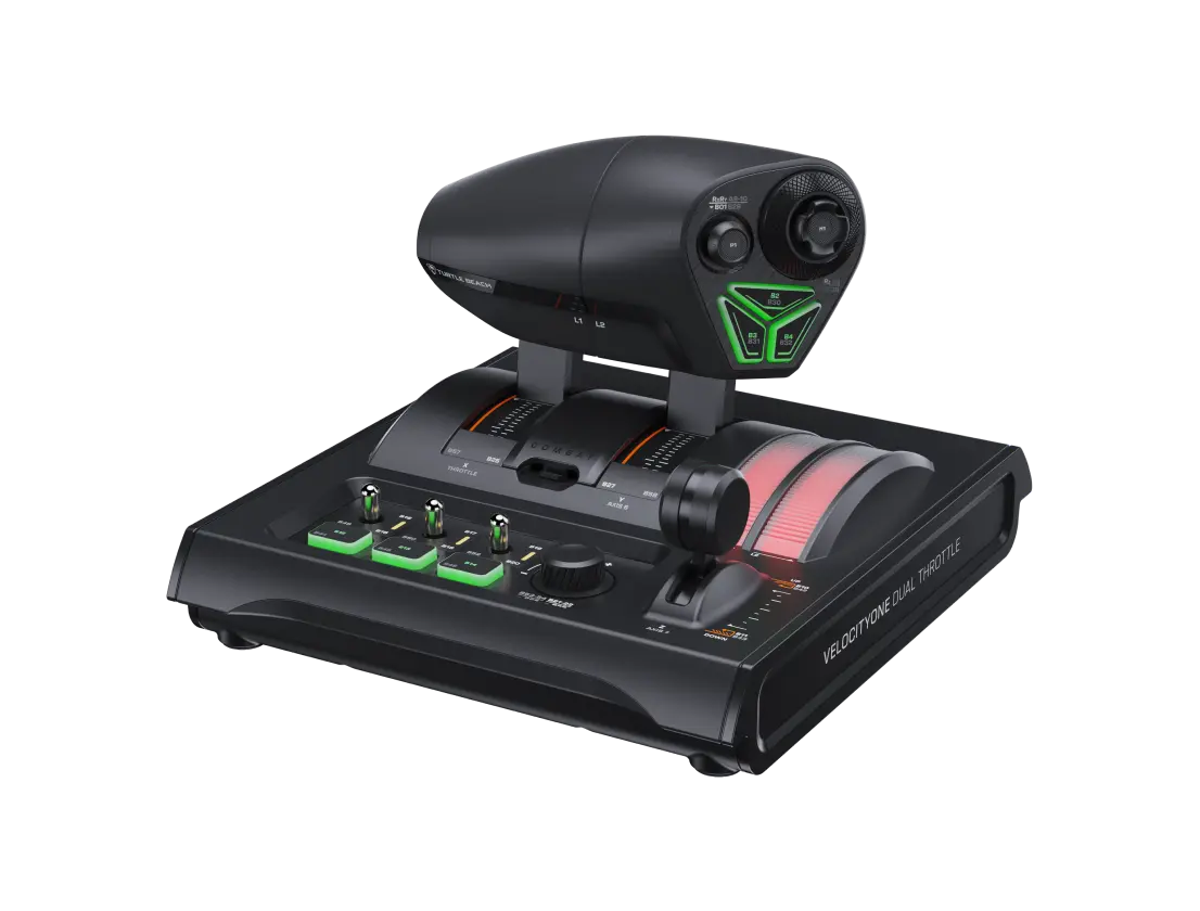Turtle Beach VelocityOne Dual Throttle for XBOX and PC - 10-bit Hall-effect throttle axes with smooth, precise control, 7 axes and 35 programmable inputs and switches