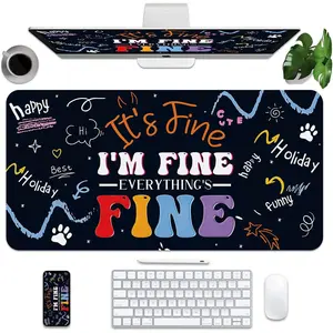 Desk Mat 24X14, Inspirational Quotes Mousepad Keyboard Pads for Desk, Non-Slip Rubber Base Desk Pad, Large, I'm Fine, It's Fine Desk Mat,