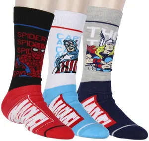 Marvel Comics Spiderman Captain America Thor Character 3-Pack Mid-Calf Adult Superhero Crew Socks