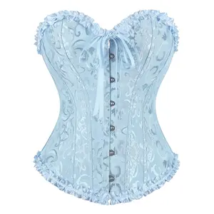 Bustier Corset Top for Women | Overbust Lace Up Waist Cincher Shapewear Lingerie 819-D3
