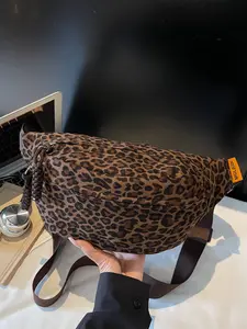 Ladies' Crossbody Bag Retro Leopard Print, Fashionable Simple Casual Chest Bag for Autumn Winter Daily Commuting, Versatile & Practical Design, Crossbody Bum Bag