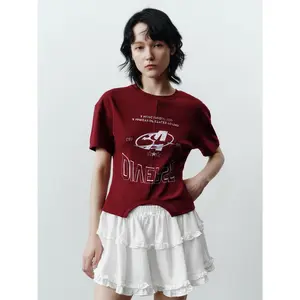 URBAN REVIVO 2026 Women's Cotton T-Shirt - Short-Sleeve, Round Neck, Light Stretch, Comfortable Casual Streetwear Top, Tshirt