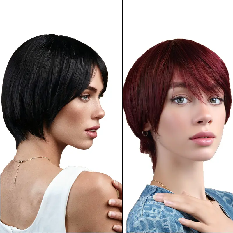 Pixie Cut Human Hair Wig with Bangs Short Glueless Lightweight Daily Wear Amazon.com : SAEIALL Short Pixie Cut Wig for Black Women  main image 3