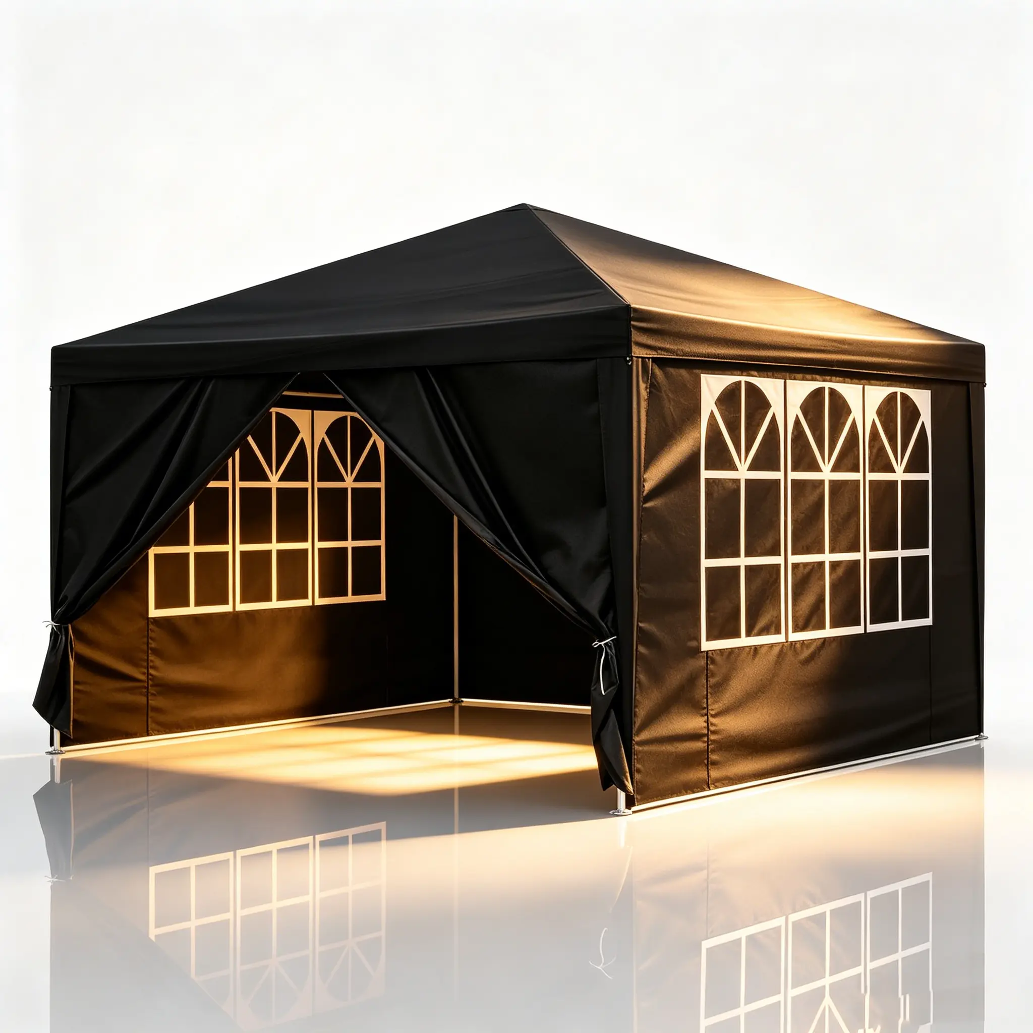 10’x10’ Black Waterproof Heavy-Duty Gazebo Tent - 10’ x 10’ Size, 10x10 Shade, Rustproof Steel Frame, Tool-Free Setup, Adjustable Cover, Ropes + Stakes, Tailgates Backyard Use