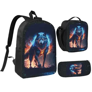 Digital Printing Star Wolf Youth Backpack Unisex Men and Women neutral Schoolbag Casual Backpack