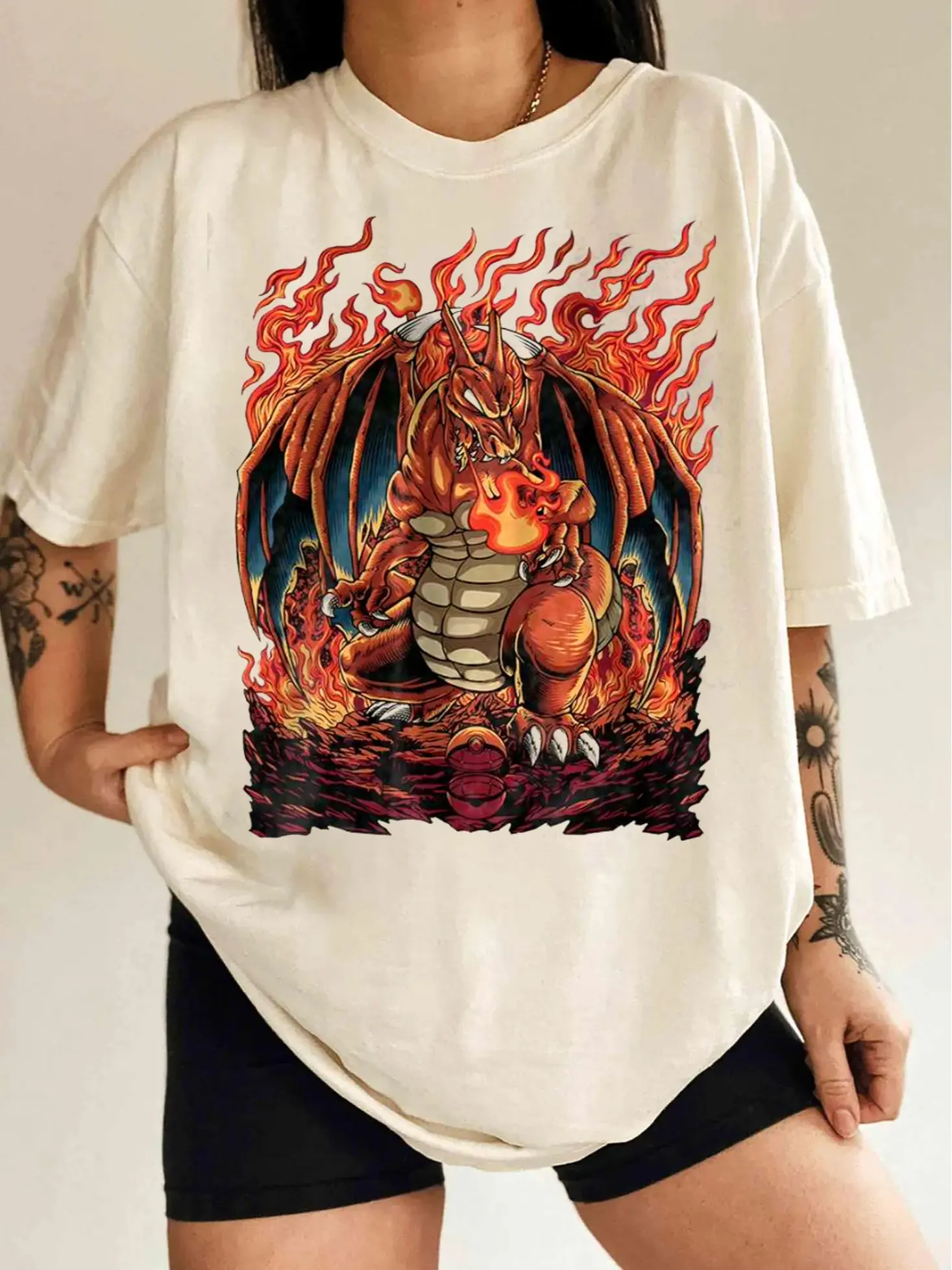 Charizard  Anime Vintage Unisex T-Shirt, Gift For Fan Pokemon, Anime Graphic Tee, Anime Shirt, Crewneck Shirt, Manga Shirt, Anime Pokemon Tee