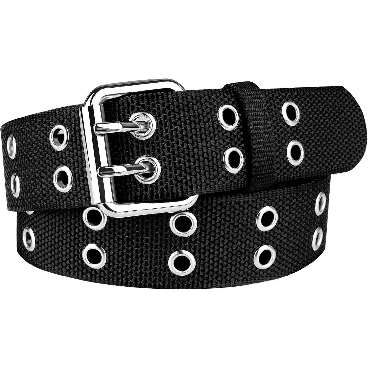 Double Grommet Belt Plus Size 39 to 71'' Nylon Prong Belts for Women Men