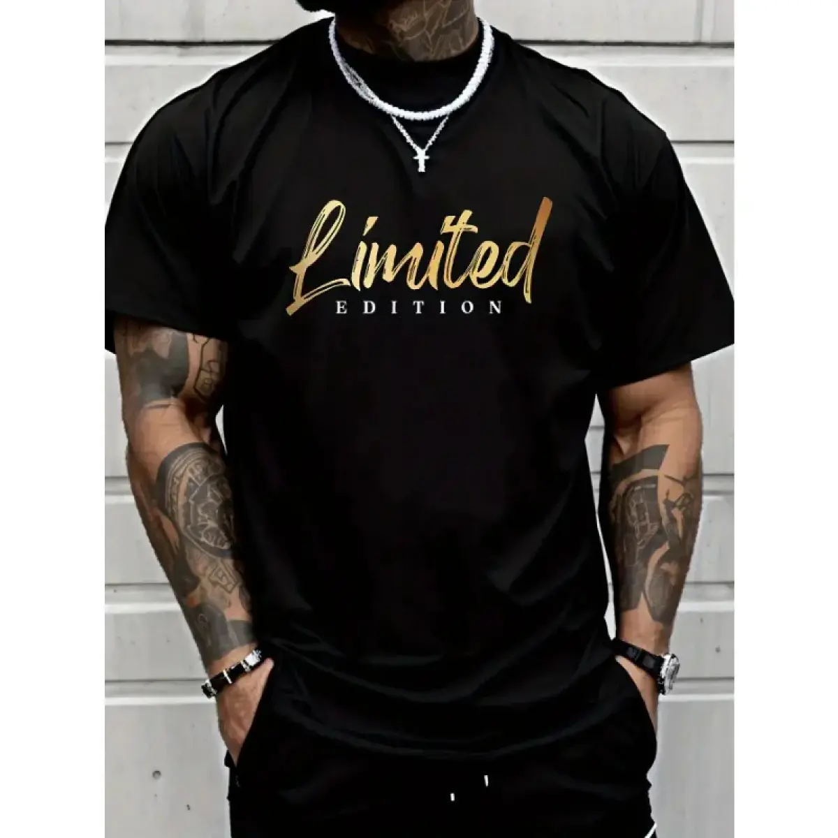 Men's Geometric Graphic T-Shirt, Short Sleeve Round Neck Lightweight Regular Fit Casual Menswear Tee for Everyday Wear